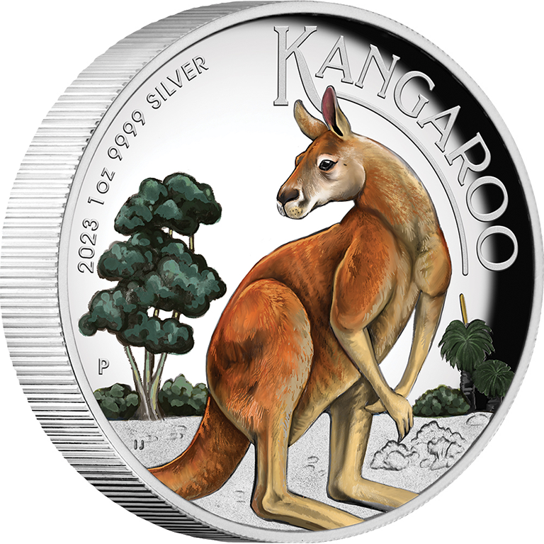2023 $1 Australian Kangaroo 1oz Silver Coloured High Relief Silver Proof