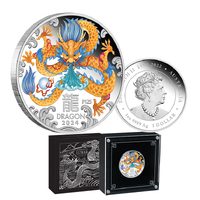 2024 $1 Year of the Dragon 1oz Coloured Silver Proof Coin