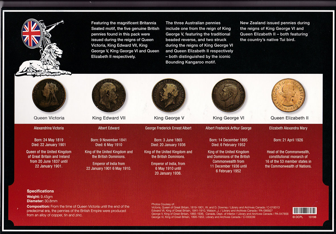 1895 - 1965 Pennies of the British Empire