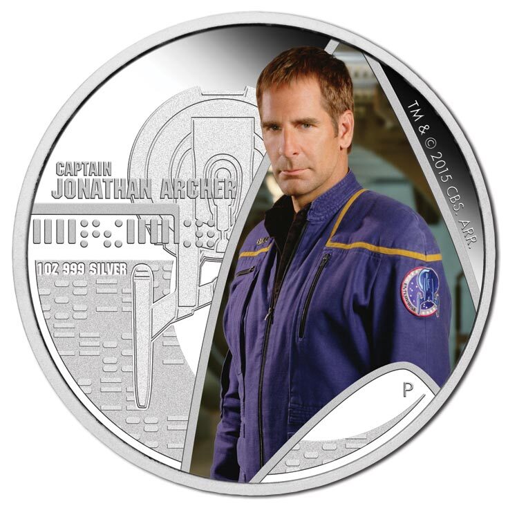 2015 $1 Star Trek - Captain Archer Enterprise NX01 1oz Silver Proof Pair