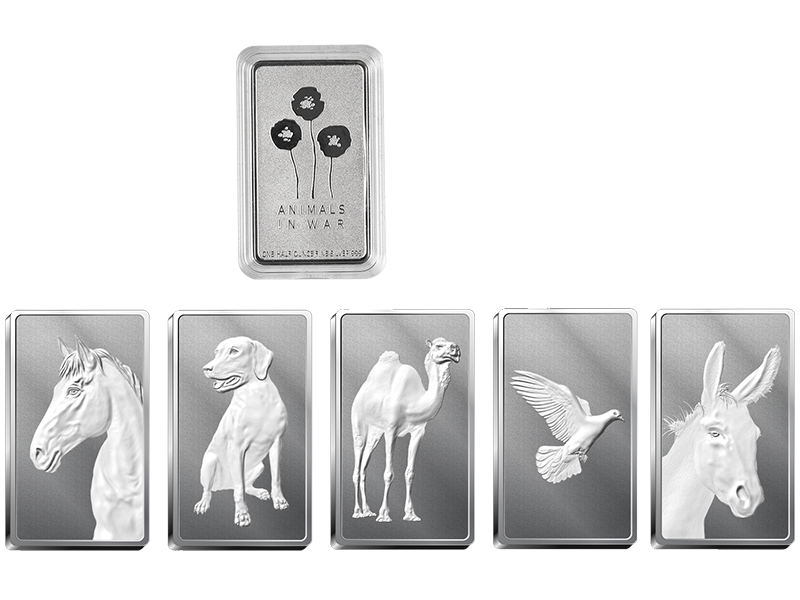 2015 Animals in War Ingot Set incl A Centenary of Service: Animals in War Stamps