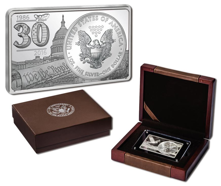 2016 USA 30th Anniversary Eagle 3oz Silver BU & Ingot