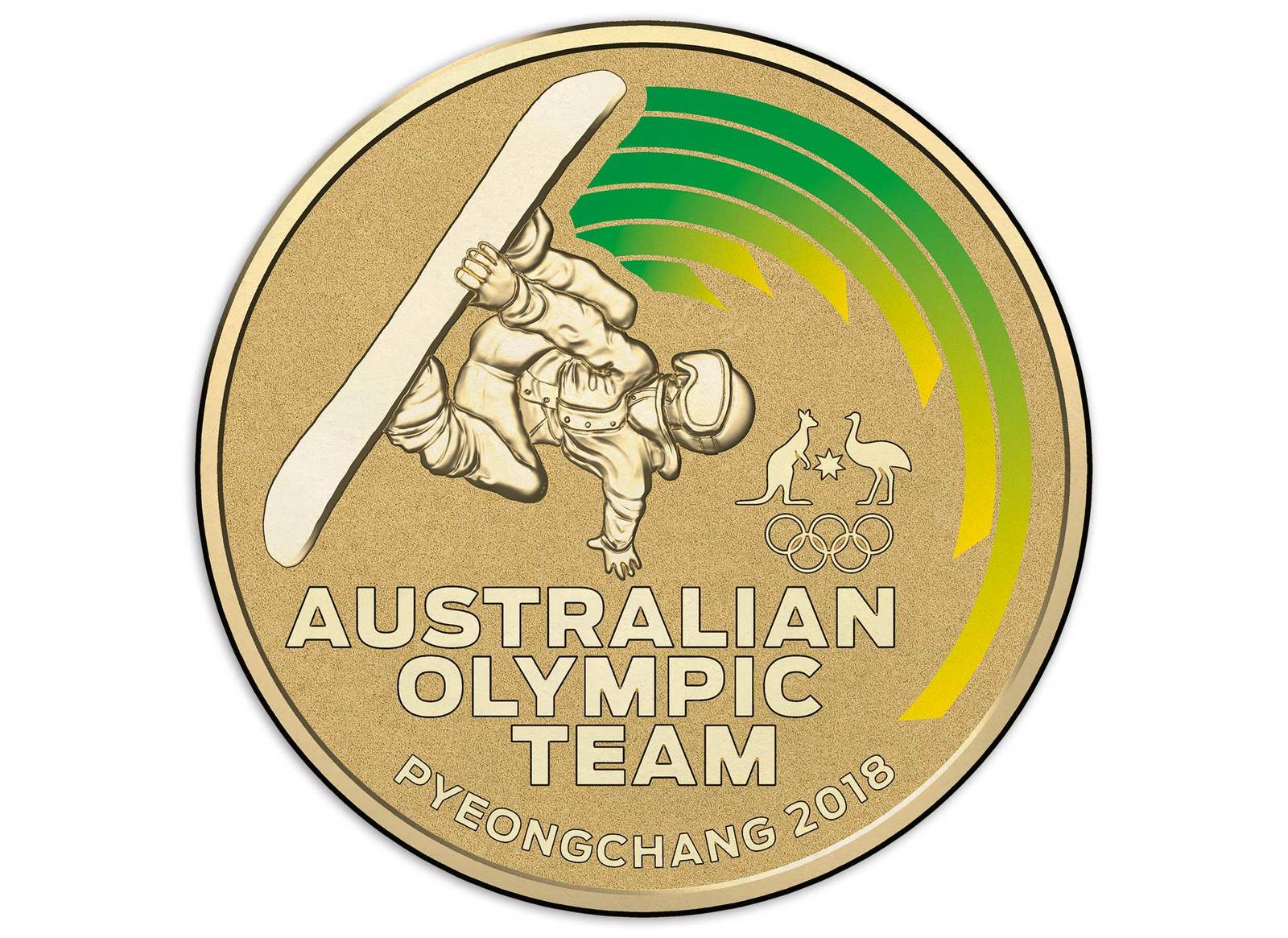2018 $1 Pyeonchang Australian Olympic Team Frosted Unc Coin
