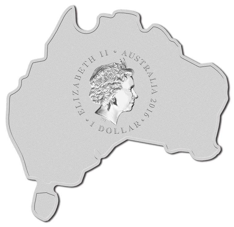 2016 $1 Australia Shaped Great White Shark 1oz Silver BU