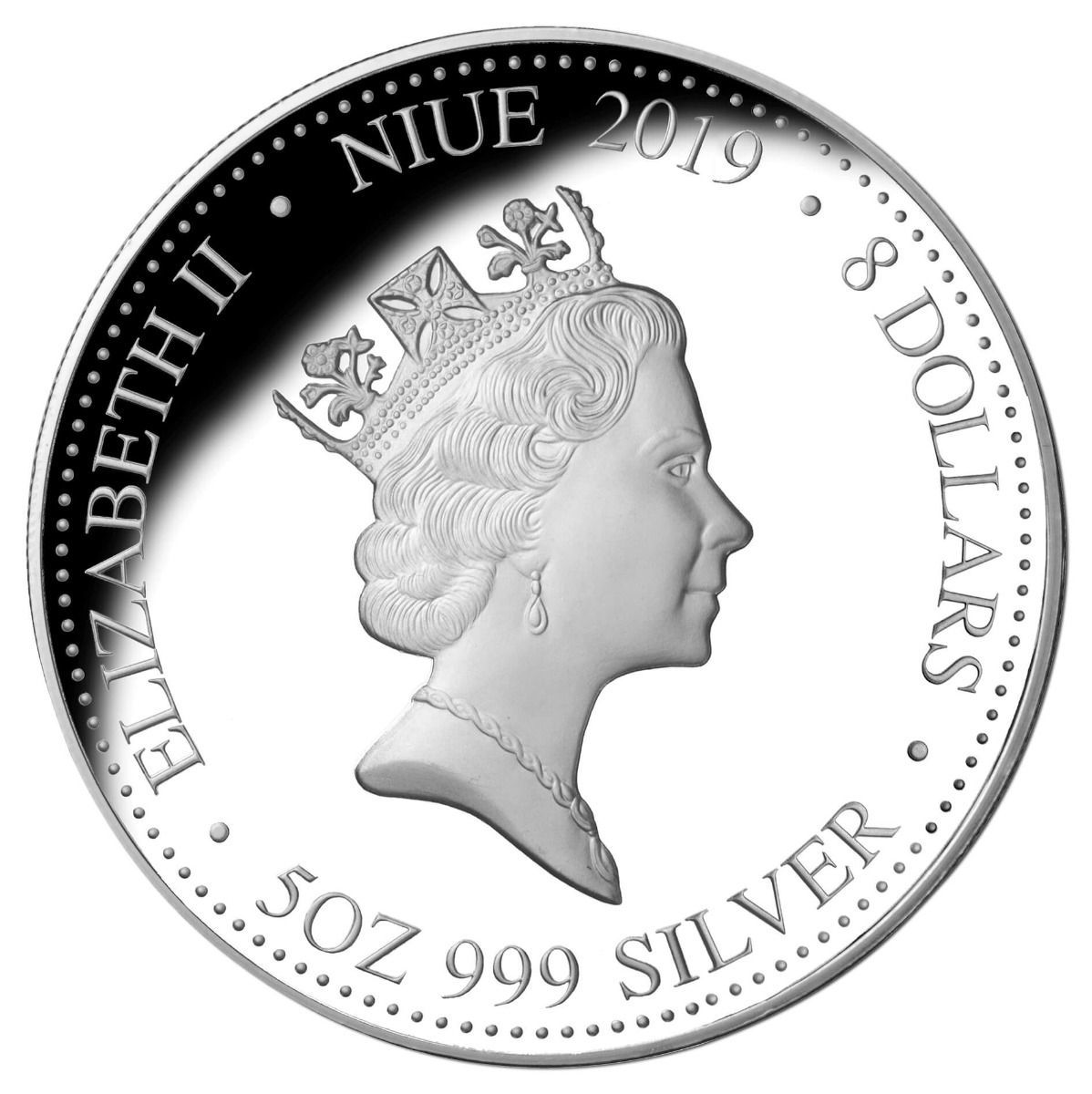 2019 $8 Lunar Pig Gold Plated 5 oz Silver Proof