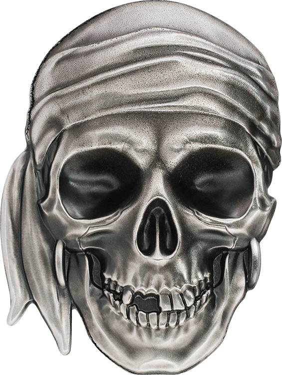 2017 $5 Palau Pirate Skull 1oz Silver Coin