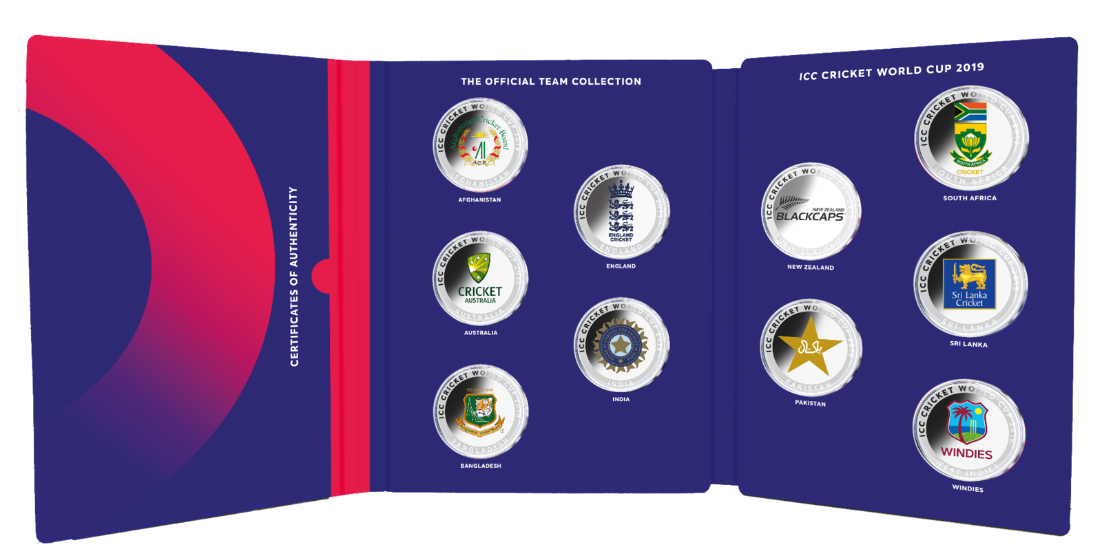 2019 ICC Cricket World Cup Silver Plated 10 Medallion Collection
