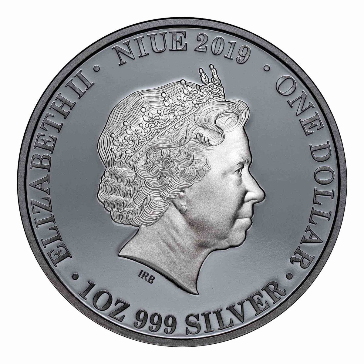 2019 NI $1 Australia at Night - Kangaroo 1oz Silver Black Proof Coin