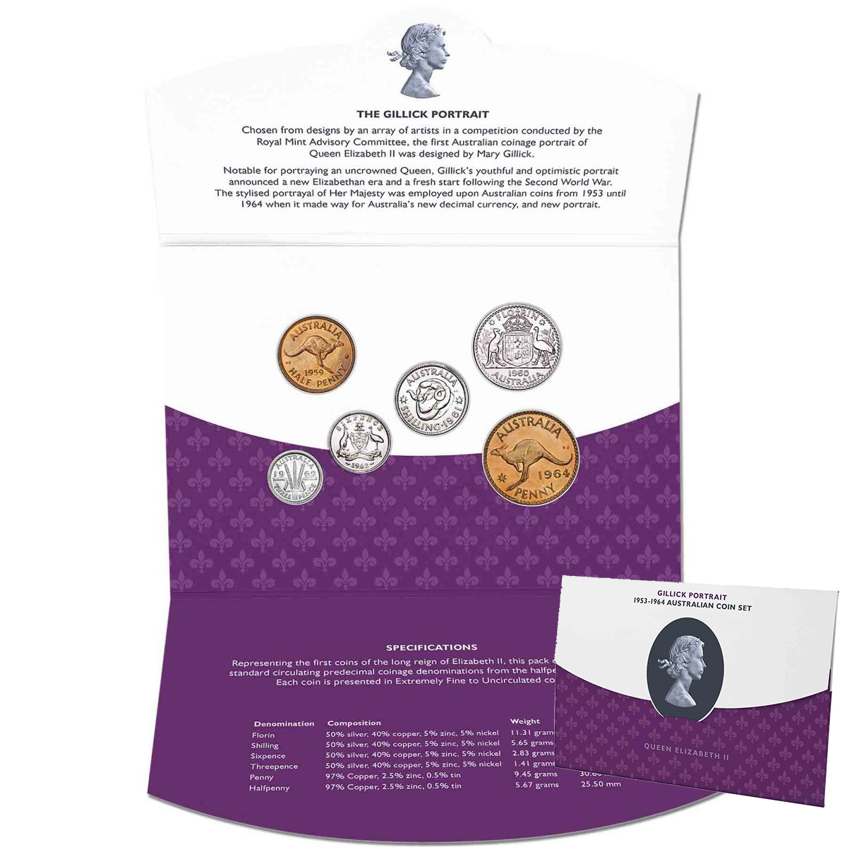 Queen Elizabeth II Mary Gollick Portrait 6 Coin Set