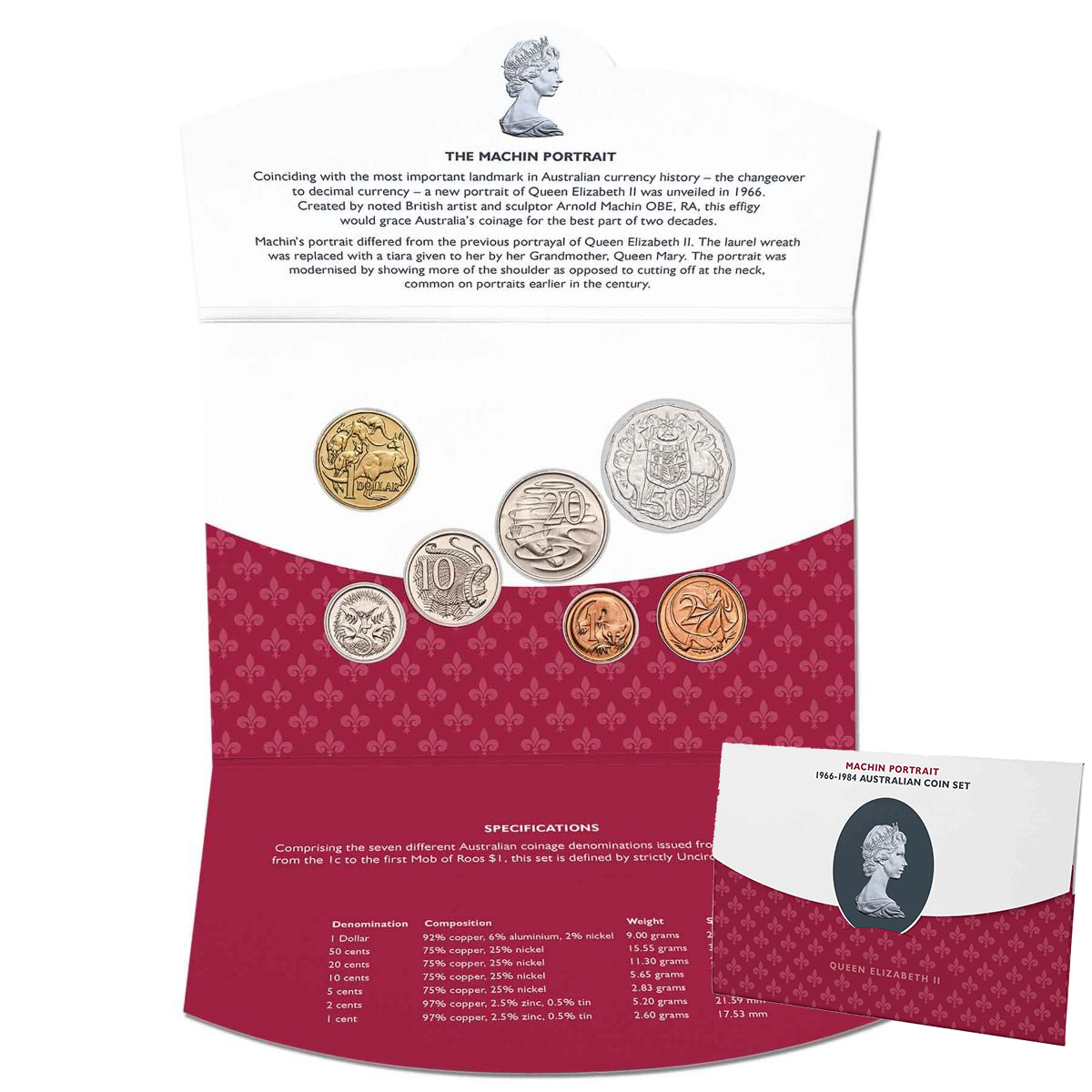 Queen Elizabeth II Arnold Machin Portrait 7 Coin Set