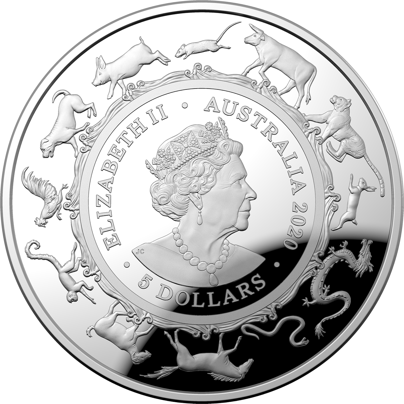 2020 $5 Lunar Year of the Rat 1oz Silver Proof Domed Coin - Comm Coinage