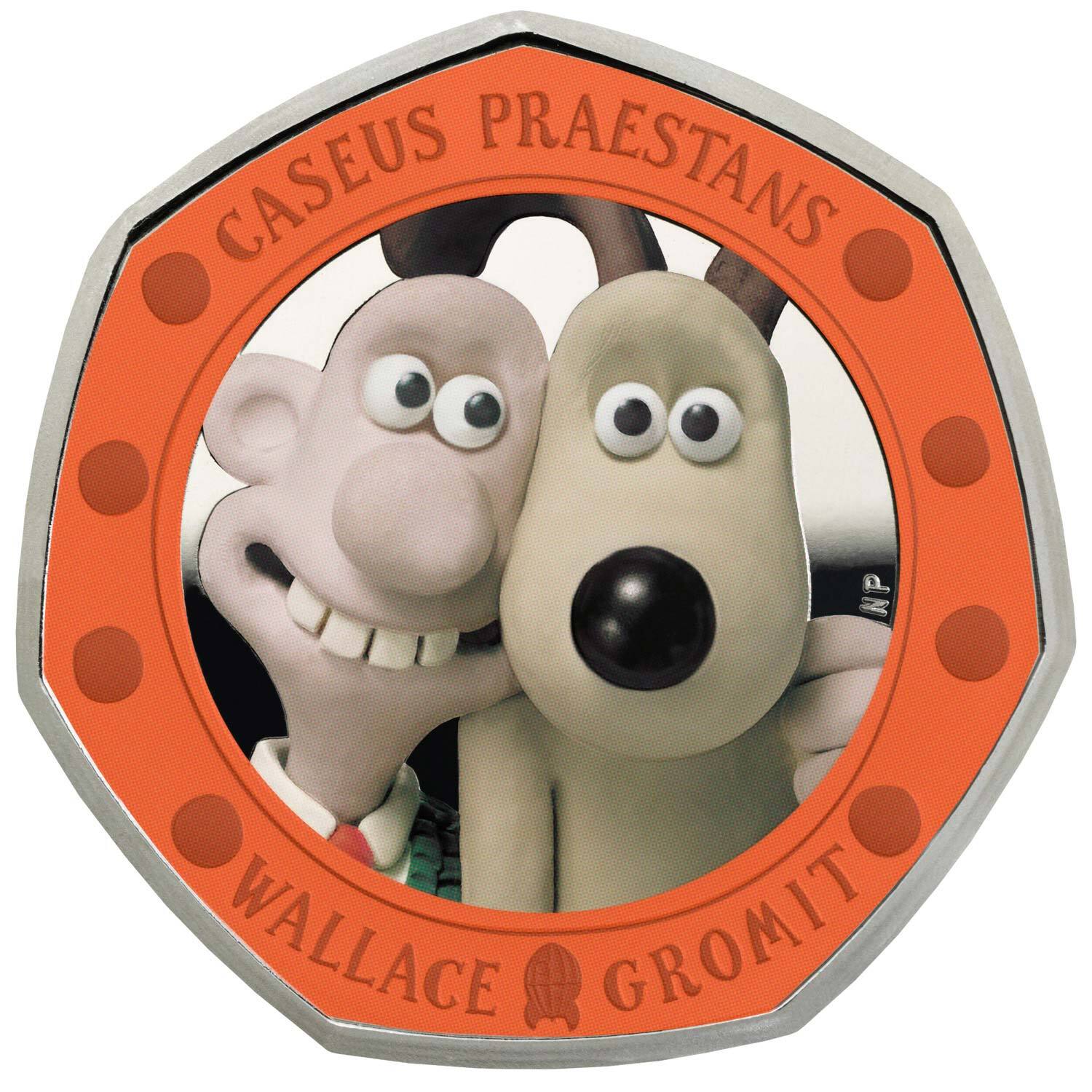 2019 50p Wallace and Gromit Coloured Silver Proof
