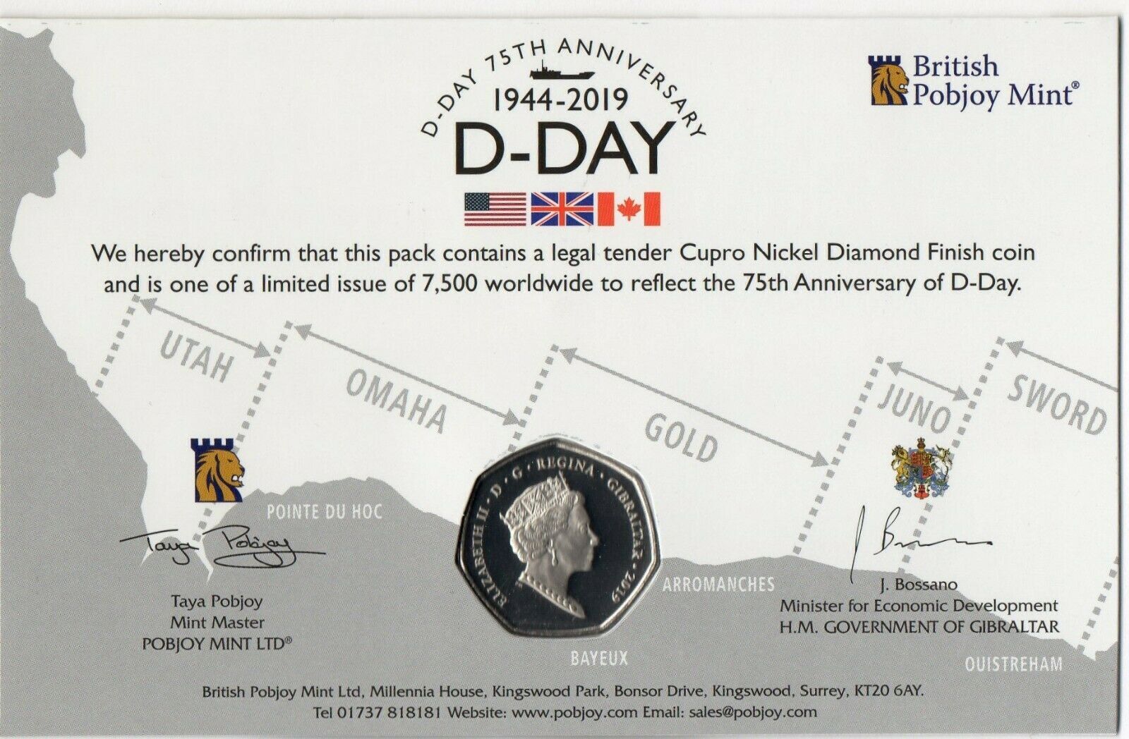 2019 D-Day 75th Anniversary British Pobjoy Mint Coin Pack