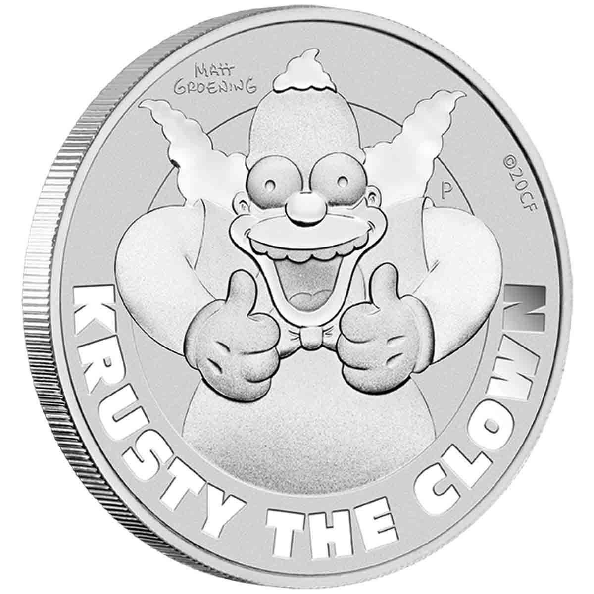 2020 $1 Simpsons - Krusty 1oz Silver BUNC Coin Carded