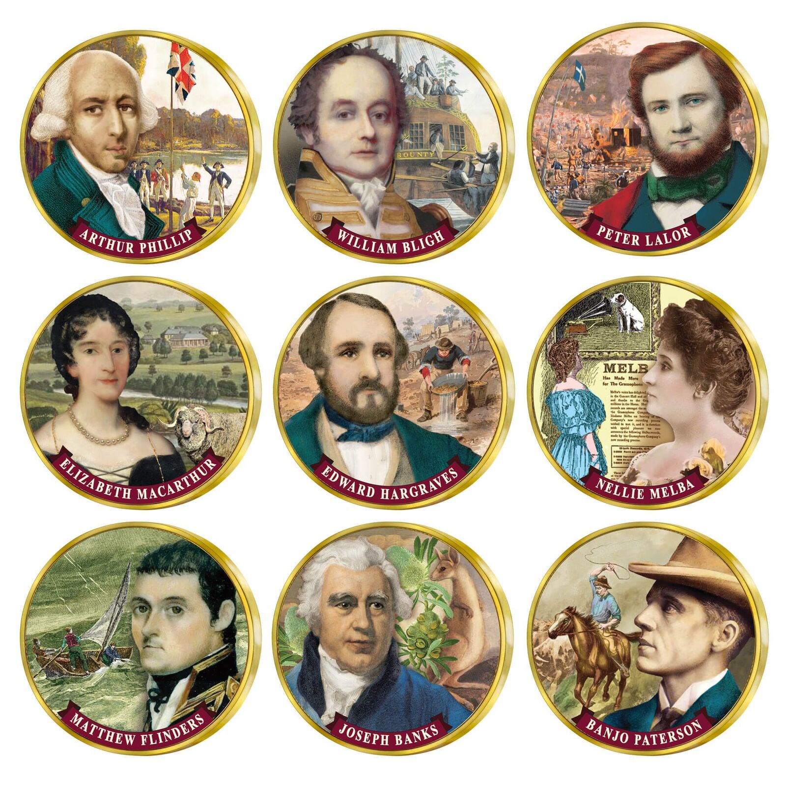People Who Shaped Australia Enamel Penny Collection