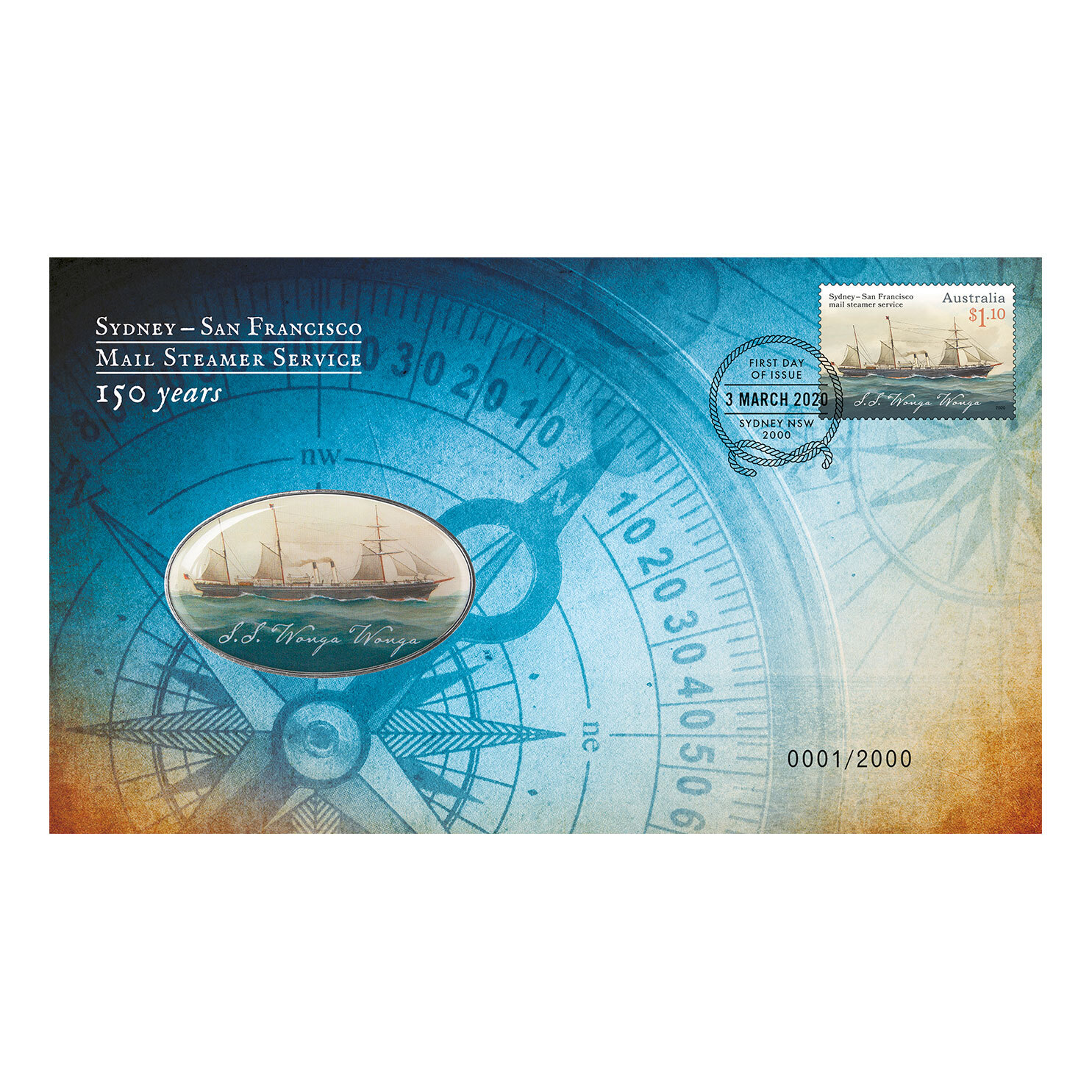 2020 Sydney-San Francisco Mail Steamer Medallion Cover