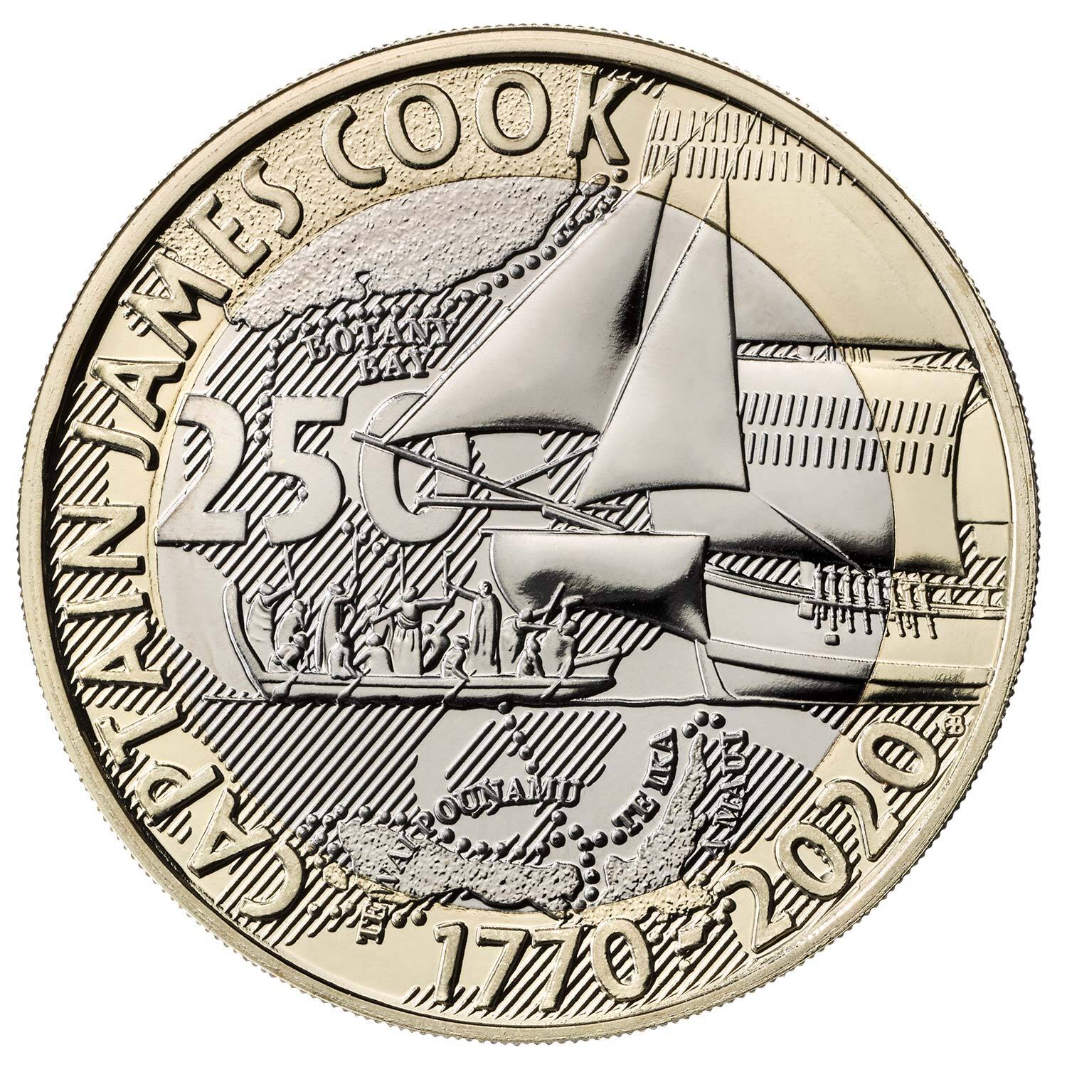 2020 �2 Captain Cook Brilliant UNC Coin