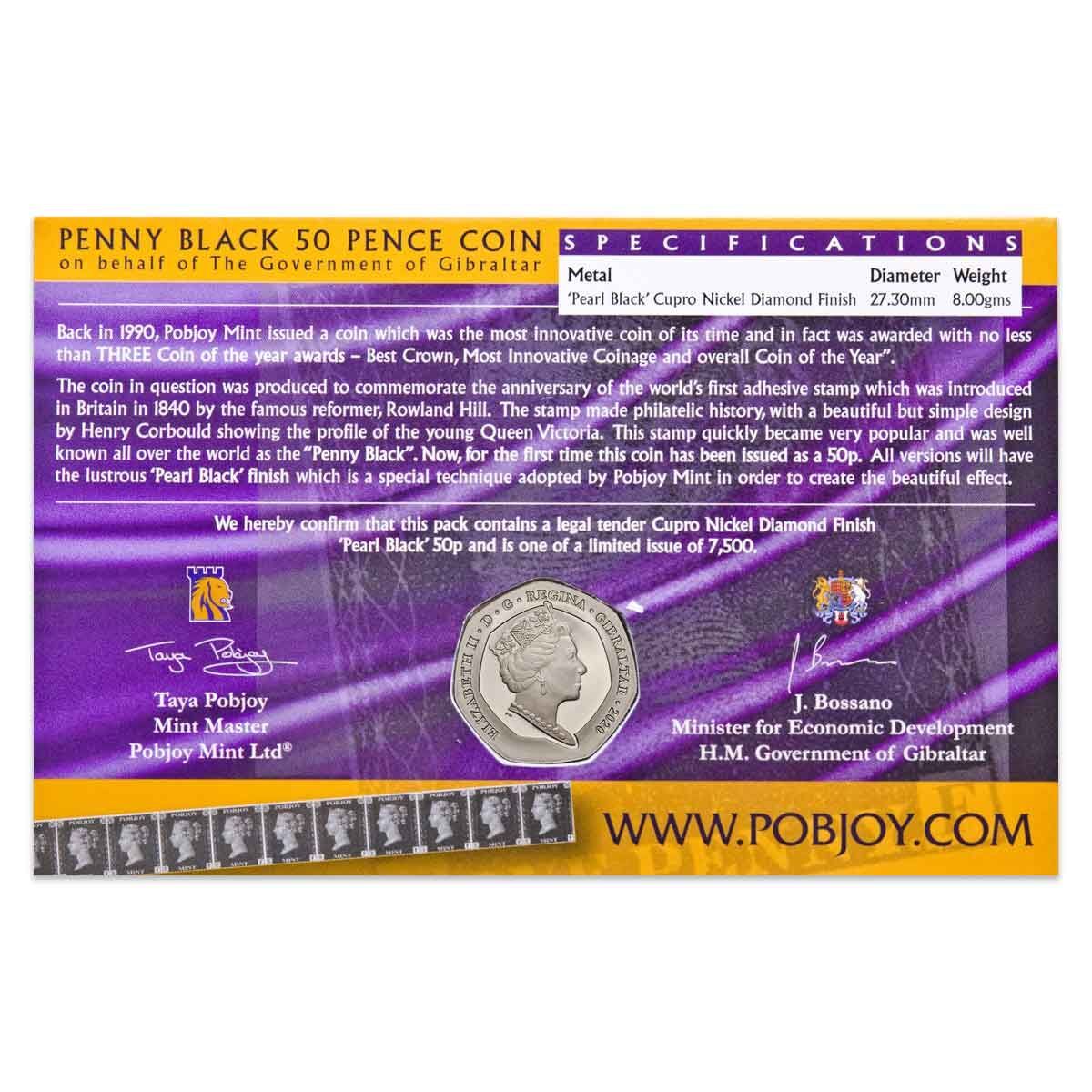 2020 50p Penny Black Copper-Nickel Coin