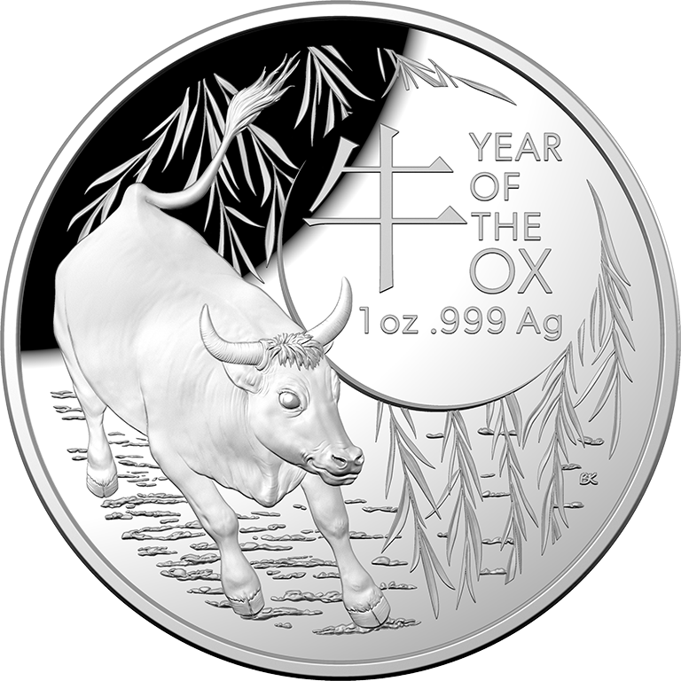 2021 $5 Lunar Year of the Ox 1oz Silver Proof Domed Coin