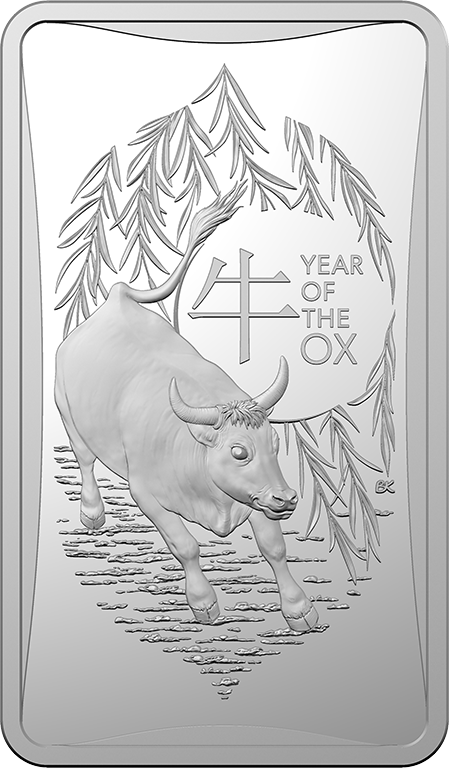 2021 $1 Lunar Year of the Ox 1/2oz Silver Frosted Ingot
