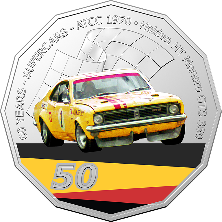 2020 50c 60 Years of Australian Touring Car Champians Holden HT Monaro GTS350 UNC Coin