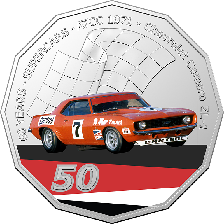 2020 50c 60 Years of Australian Touring Car Champians Chevrolet Camaro ZL-1 UNC Coin