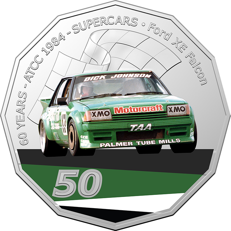 2020 50c 60 Years of Australian Touring Car Champians Ford XE Falcon UNC Coin