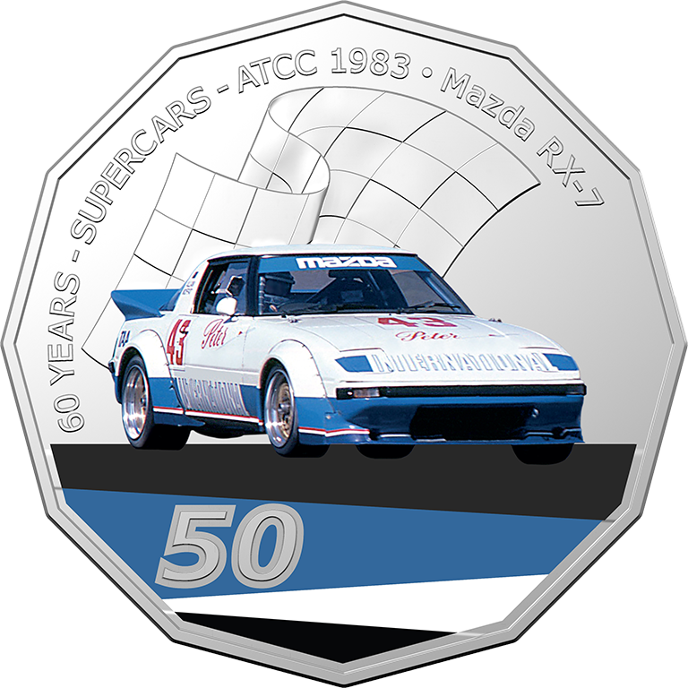 2020 50c 60 Years of Australian Touring Car Champians Mazda RX-7 UNC Coin