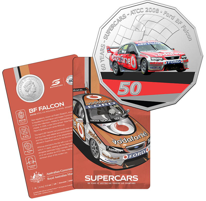 2020 50c Supercars 60 Years of the Australian Touring Car Champions 9 Coin Set