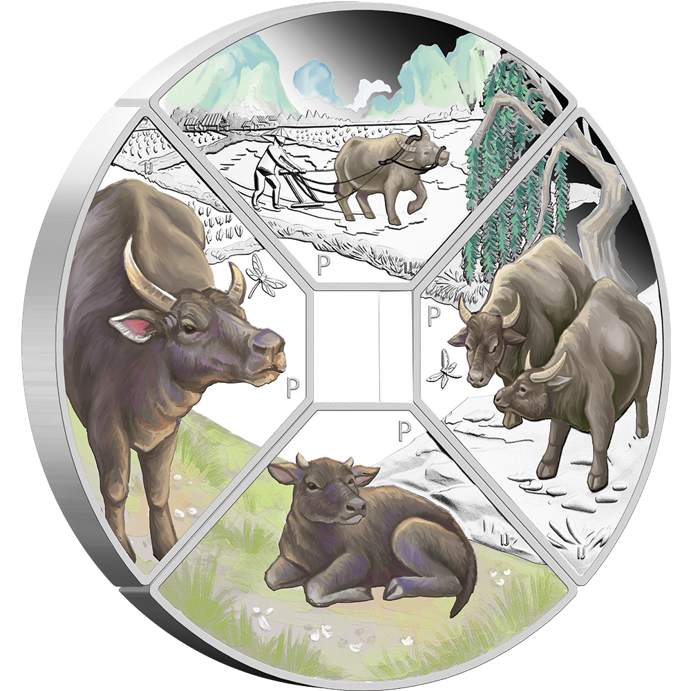 2021 Year of the Ox Quadrant Silver Proof 4 Coin Set