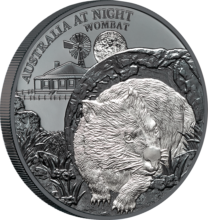 2021 $1 Australia at Night - Wombat Silver Black Proof Coin
