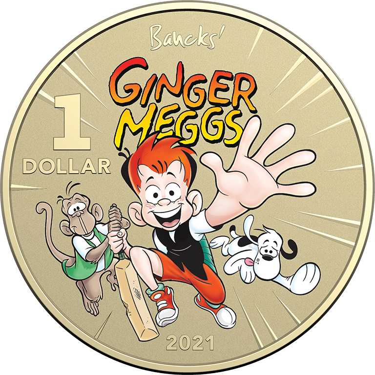2021 $1 Centenary of Ginger Meggs Coloured AlBr 2 Coin Set