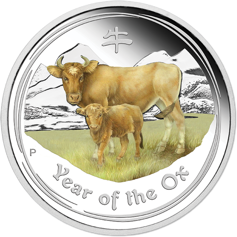 2021 $2 Year of the Ox 2oz Coloured Silver Proof ANDA Issue