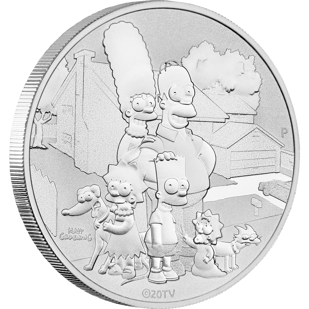 2021 $1 The Simpsons Family 1oz Silver Frosted Coin