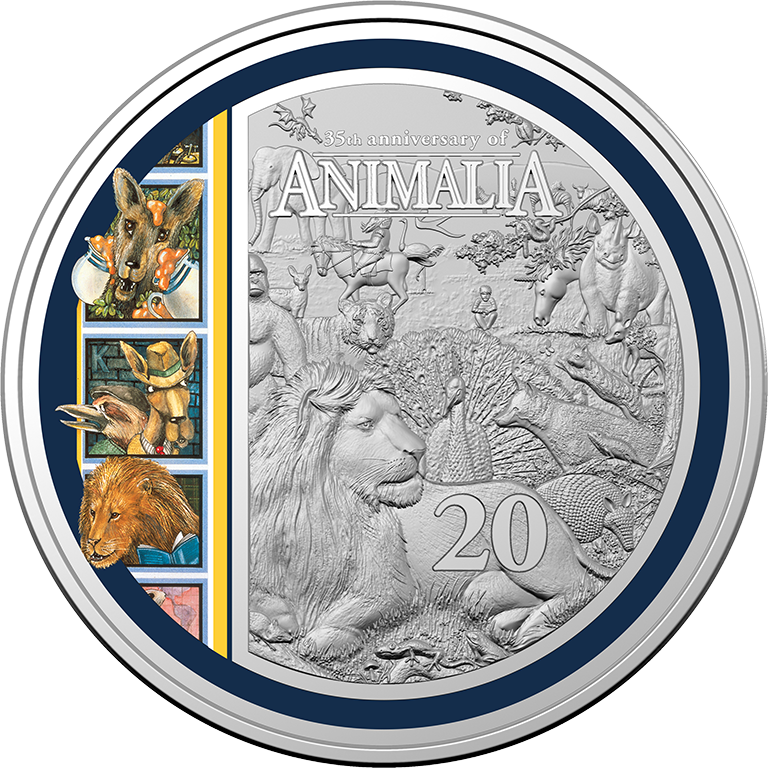 2021 20c Animalia 35th Anniversary Coloured UNC Coin