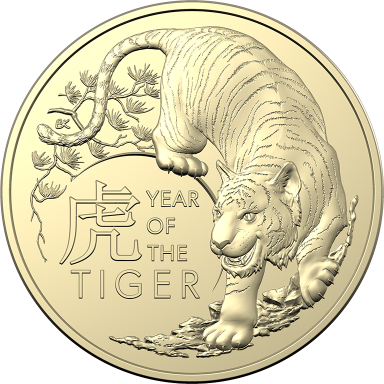 2022 $1 Year of the Tiger 2 Coin Set UNC Coin 