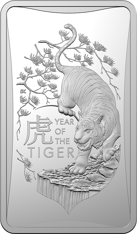 2022 $1 Year of the Tiger Silver 1/2oz Silver Frosted Ingot