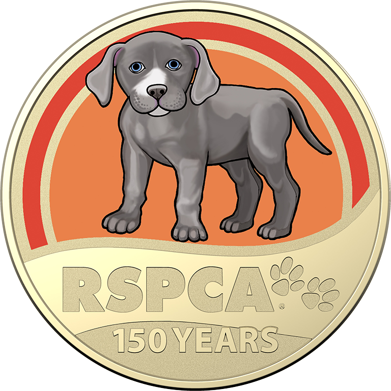 2021 $1 150th Anniversary of the RSPCA Aust. UNC Dog Coloured Coin