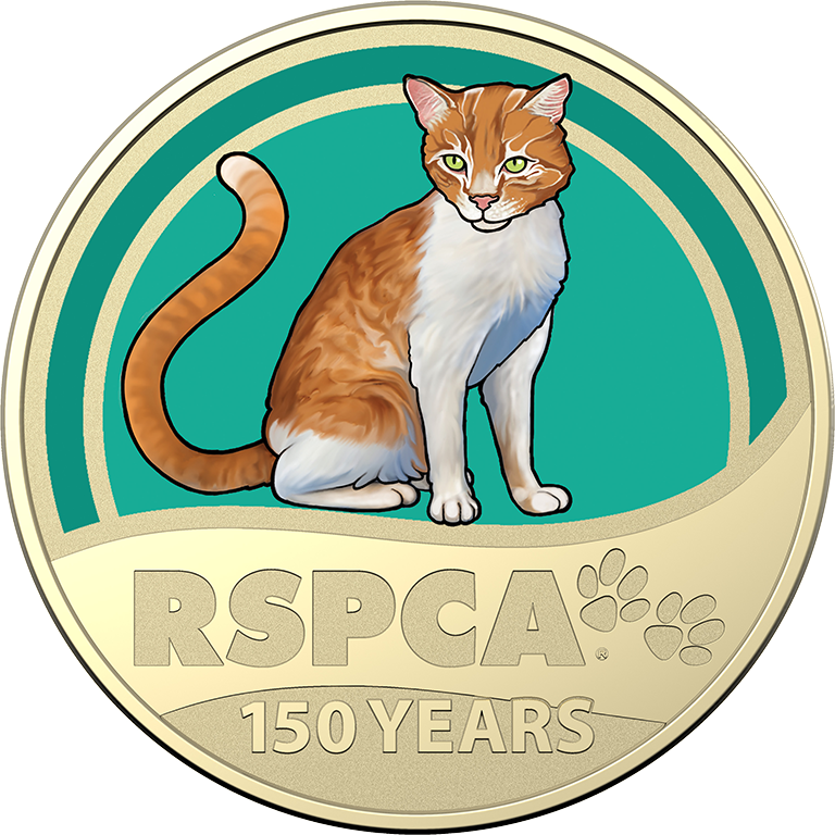 2021 $1 150th Anniversary of the RSPCA Aust. UNC Cat Coloured Coin