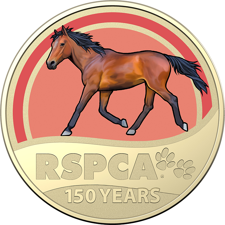2021 $1 150th Anniversary of the RSPCA Aust. UNC Horse Coloured Coin