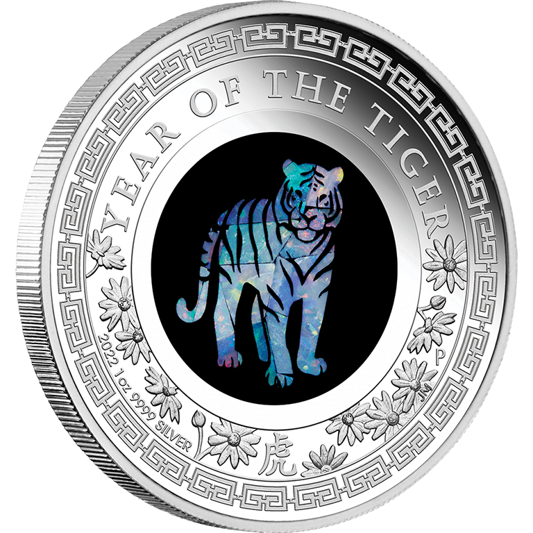 2022 $1 Year of the Tiger Australia Opal Lunar Series Silver Proof Coin