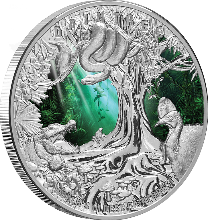 2022 $10 Daintree Rainforest 5oz Silver Coloured Proof WMF Issue