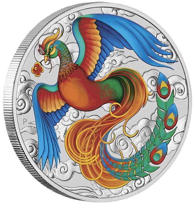 2022 $1 Chinese Myths and Legends Phoenix 1oz Vivid Coloured Coin (no card)