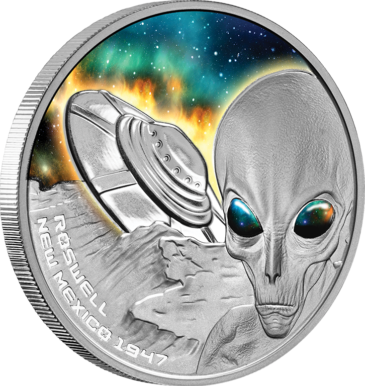 2022 $1 75th Anniversary of the Roswell Incident Coloured Silver Proof Coin