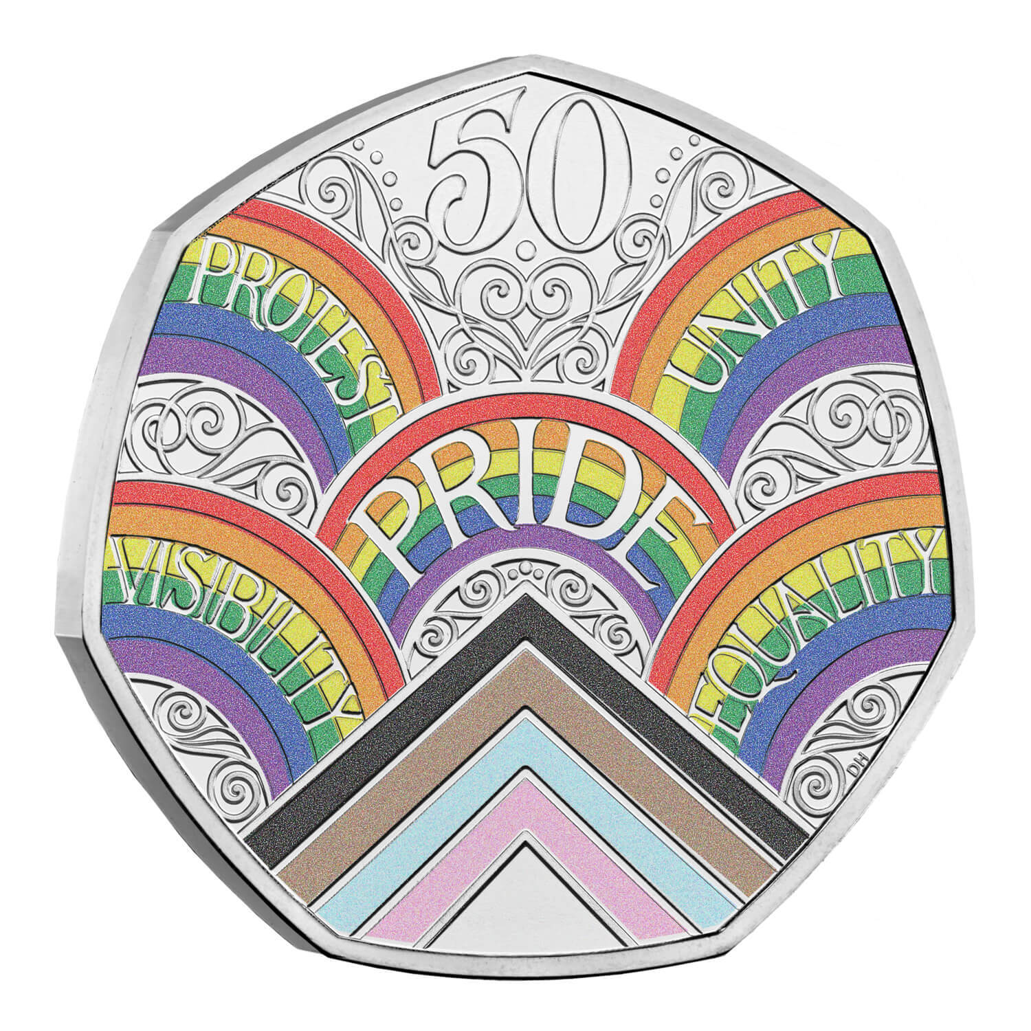 2022 50p 50 Years of Pride Coloured BUNC Coin
