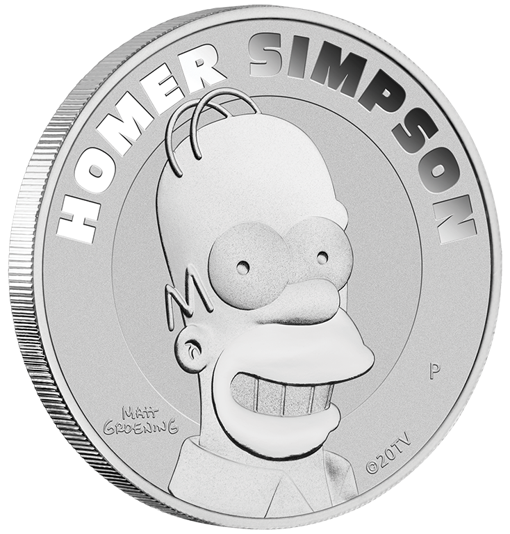 2022 $1 Homer Simpson 1oz Silver Coin in Card