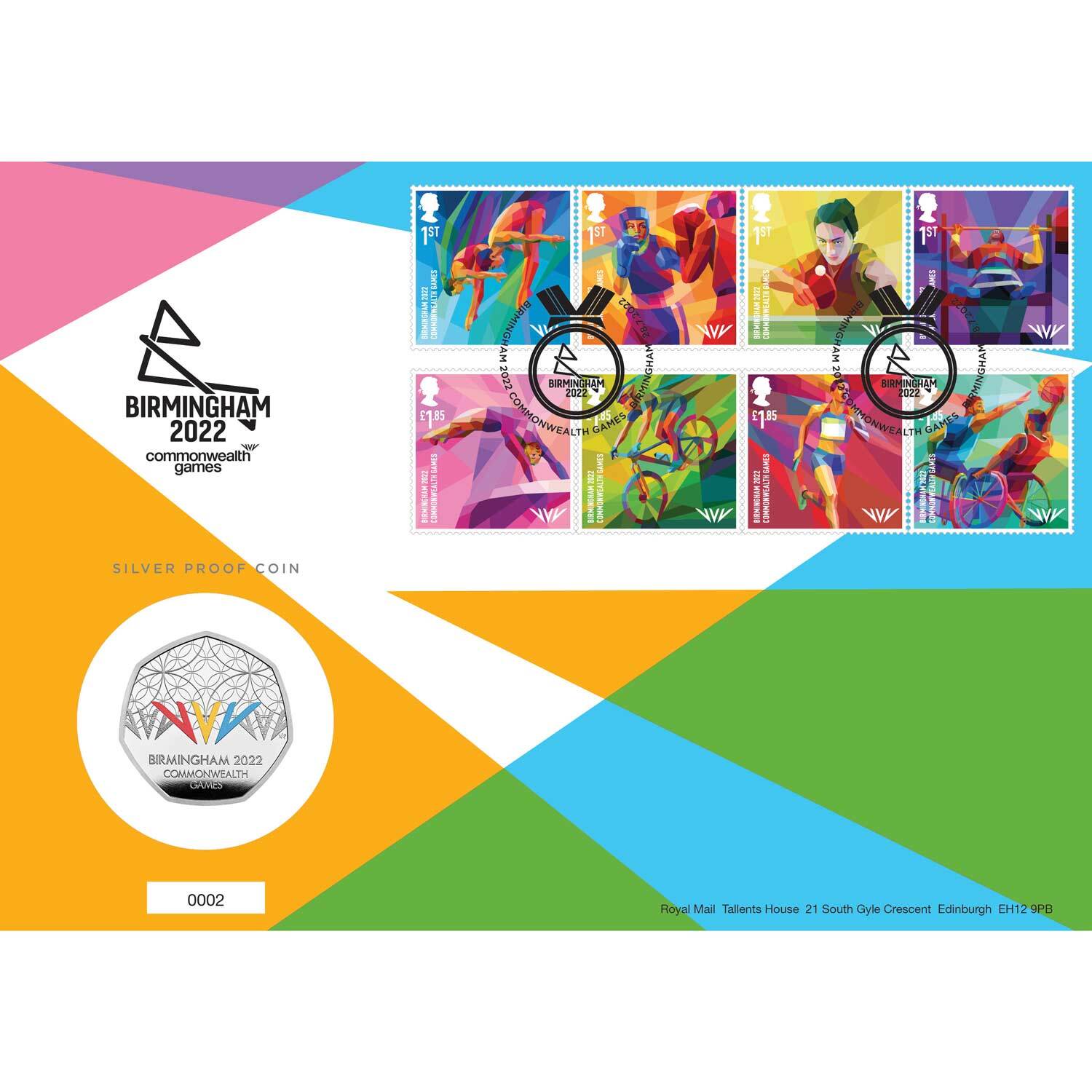 2022 50p Birmingham Comm Games Coloured Silver Proof PNC