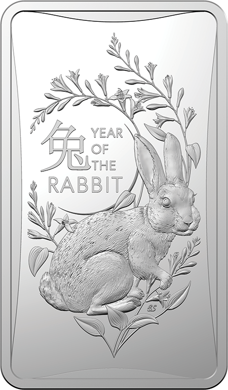 2023 $1 Year of the Rabbit 1/2oz Fine Silver Frosted Ingot