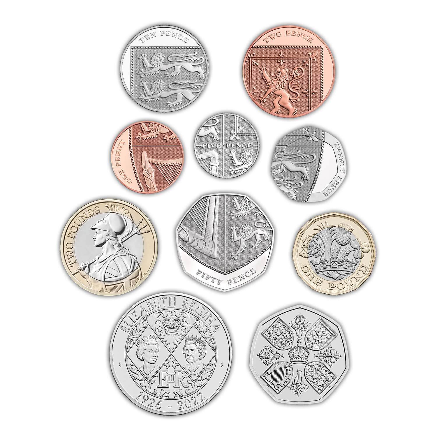 2022 Her Majesty Queen Elizabeth II Memorial BUNC Coin Set