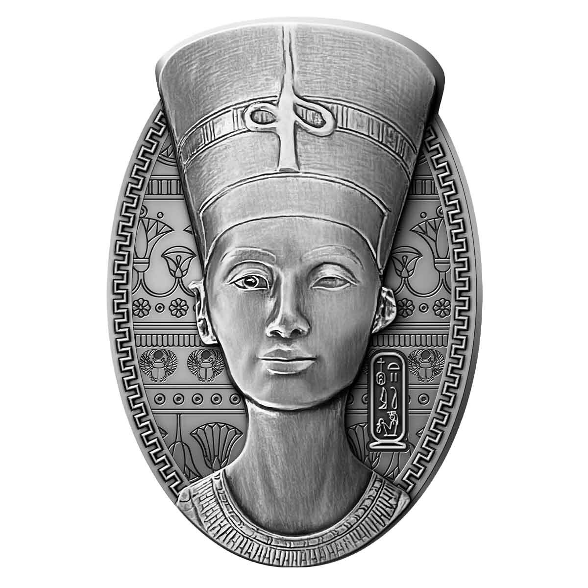 2023 200fr 3D Nefertiti 3oz Silver Antiqued Coin